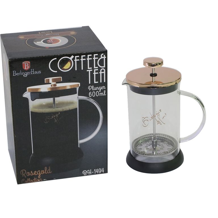 CAFETERA FRANCESA DE VIDRIO BOROSILICATO 600 ML