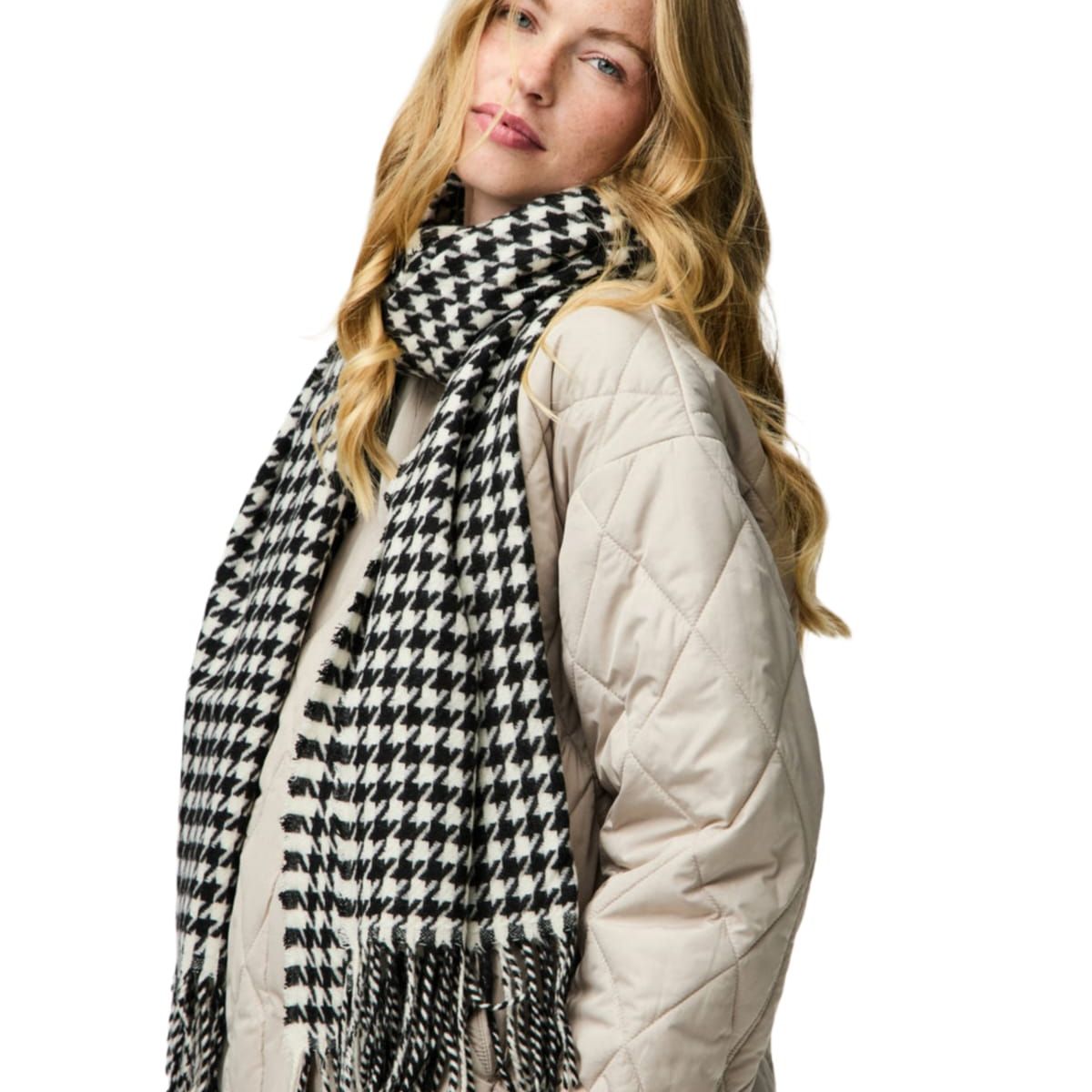OMAS - Bufanda Echarpe Pashmina Diseño Pata de Gallo (Houndstooth)     72x210 cm