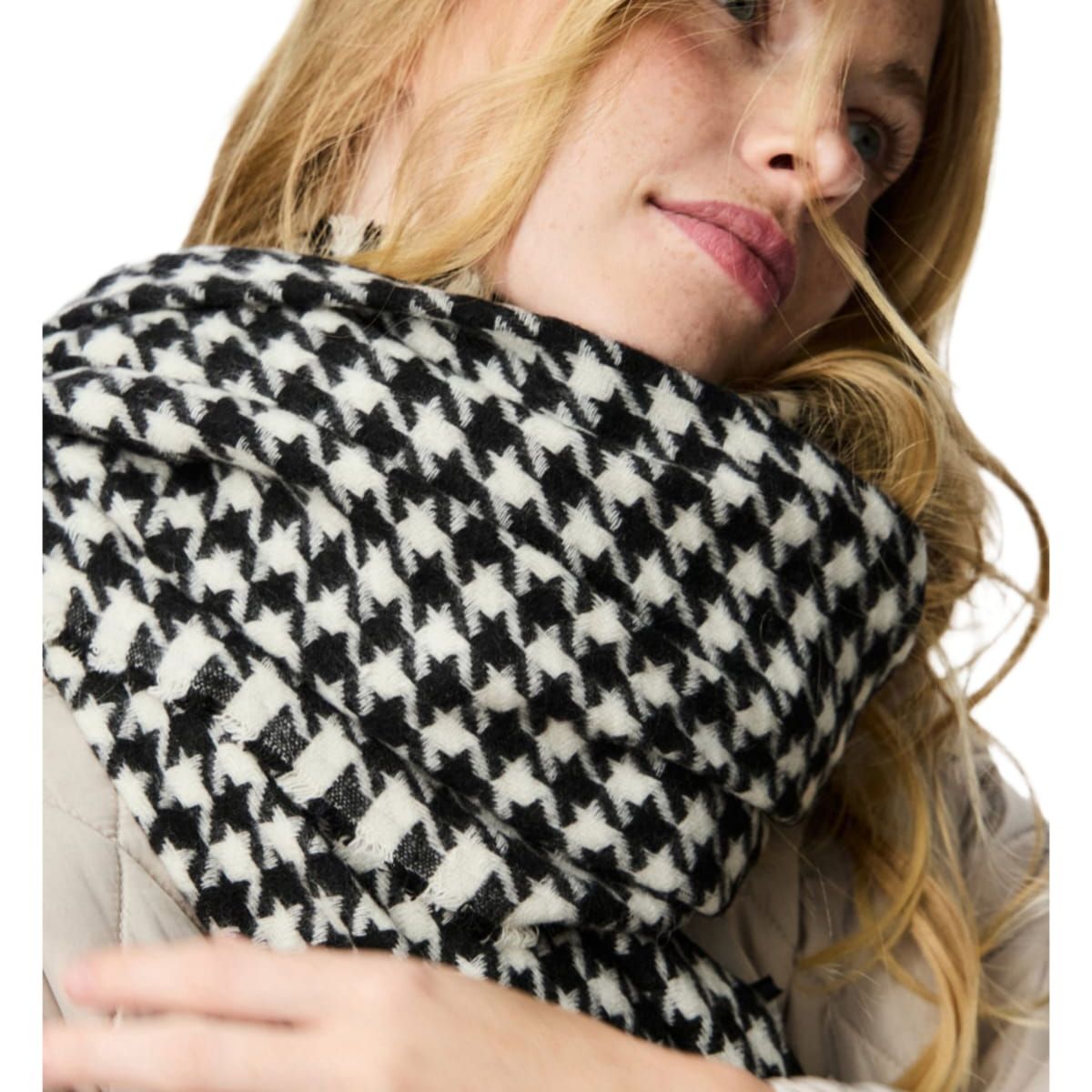 OMAS - Bufanda Echarpe Pashmina Diseño Pata de Gallo (Houndstooth)     72x210 cm