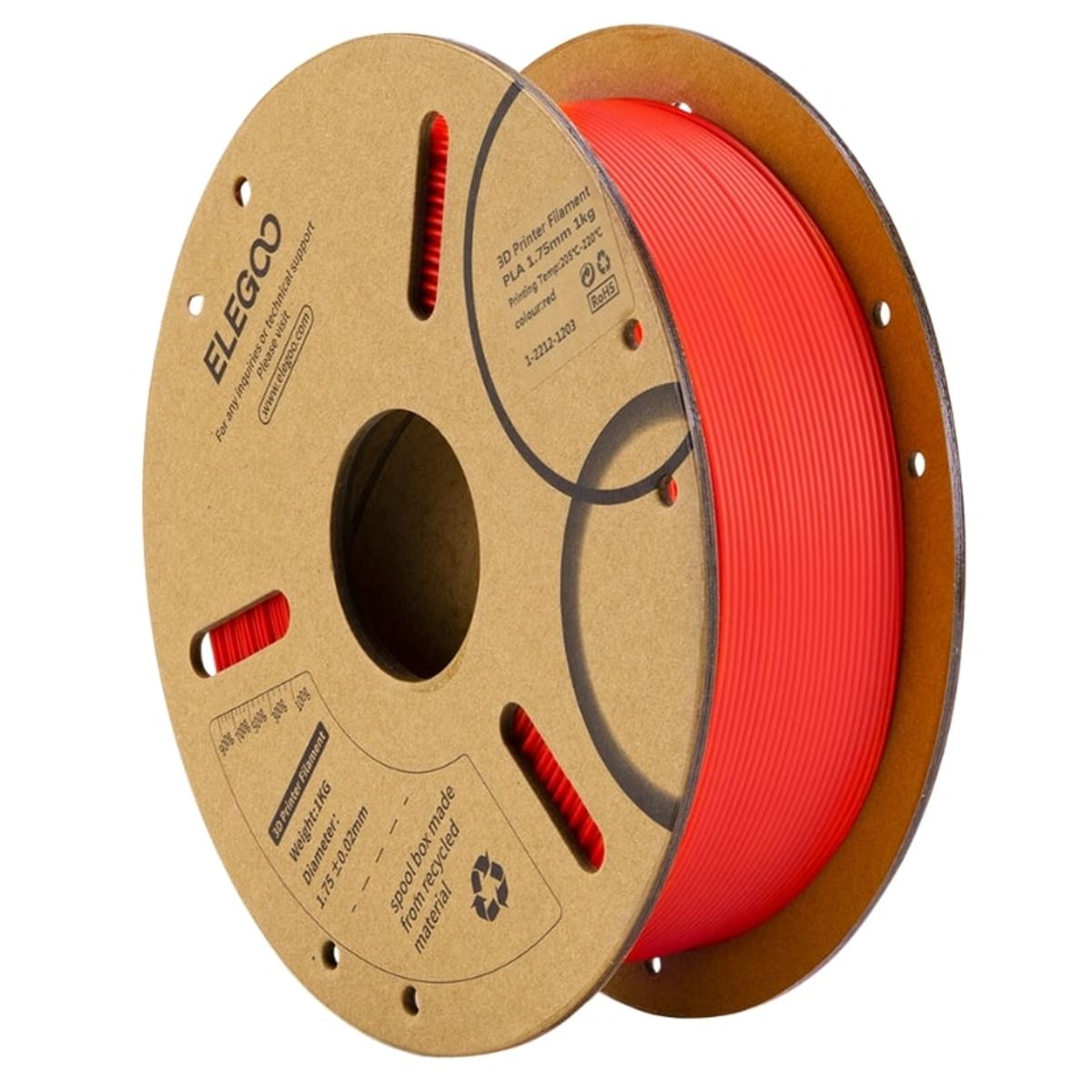 ELEGOO - Filamento PLA Rojo 1kg Elegoo - Filamentos