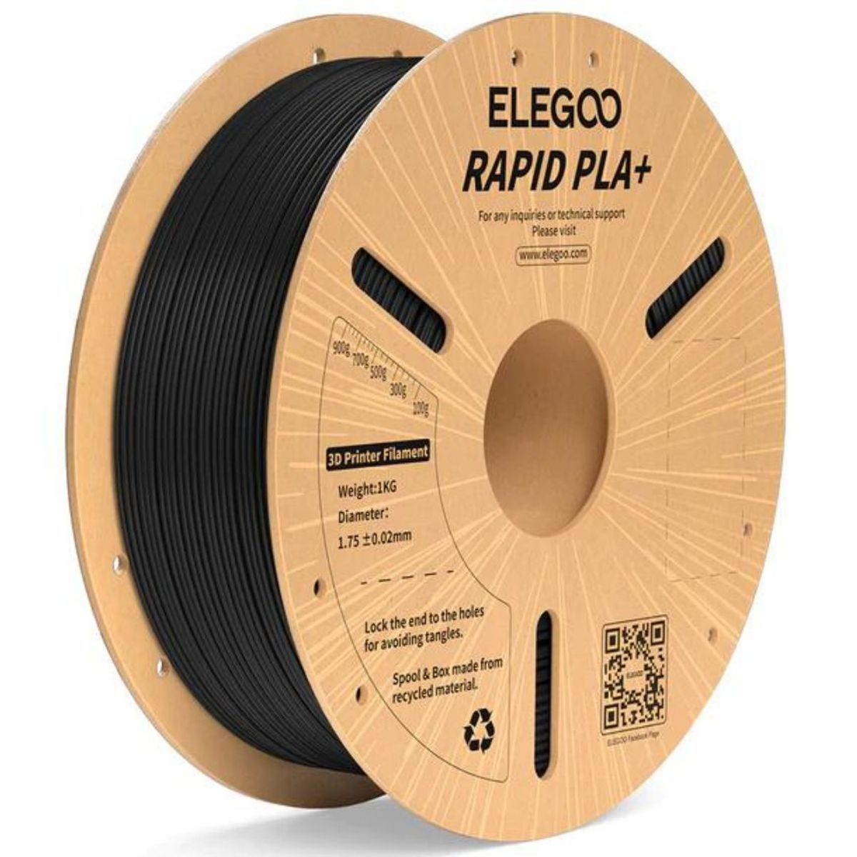 ELEGOO - Filamento PLA+ RAPID Alta Velocidad Negro 1kg Elegoo - Filamentos