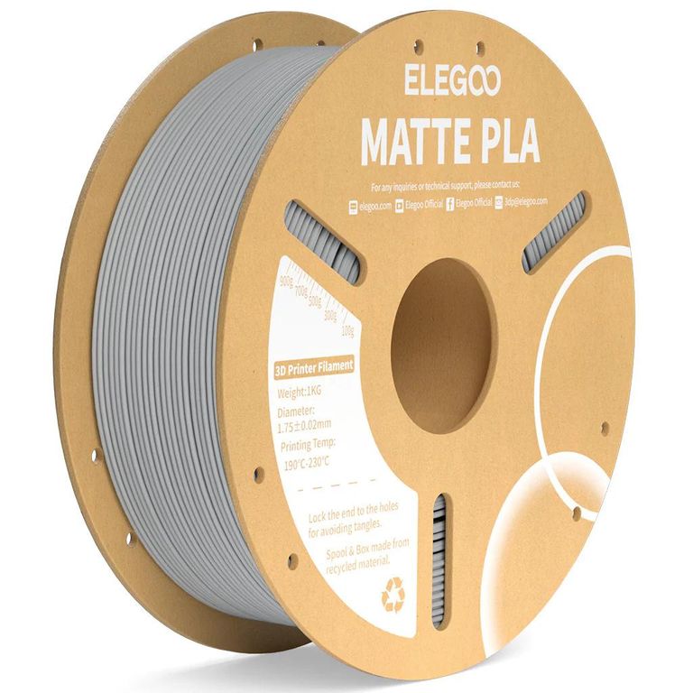 Filamento PLA Mate Gris Claro 1kg Elegoo - Filamentos