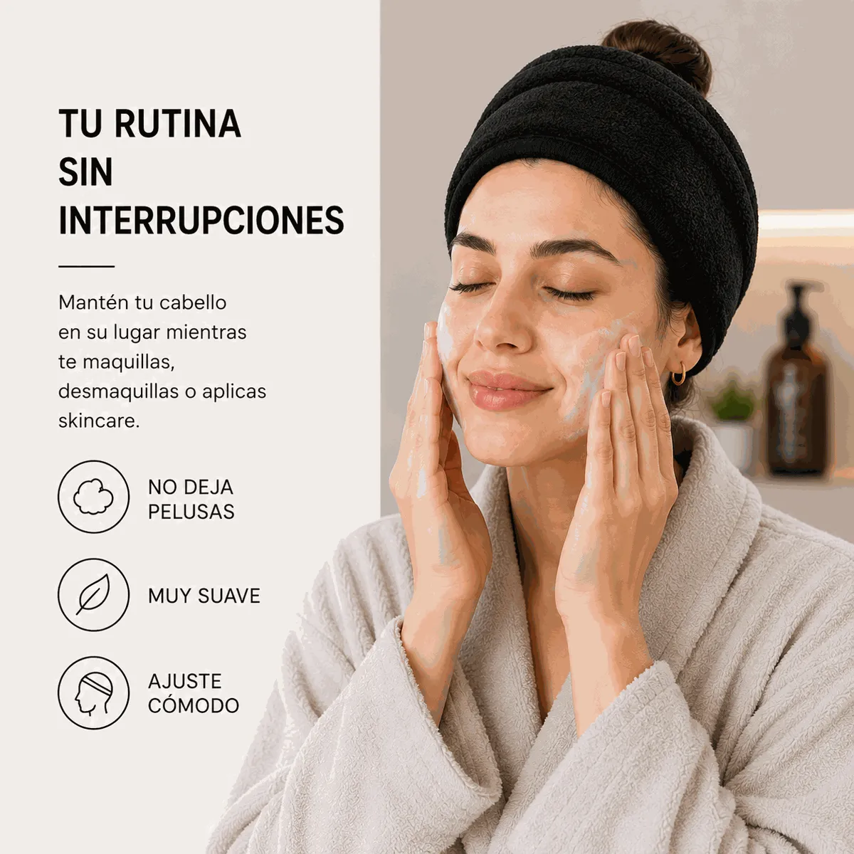 MAGIC MAKEUP - Cintillo de toalla microfibra ajustable spa & maquillaje