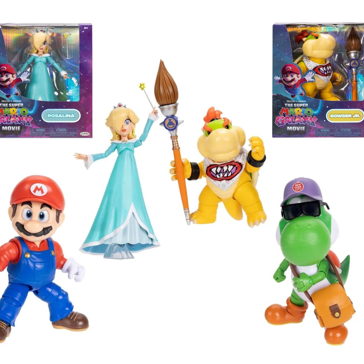 NINTENDO - Nintendo Super Mario Galaxy Movie 4 Figuras 13 cm Exclusivas Yoshi Rosalina Bowser Jr.