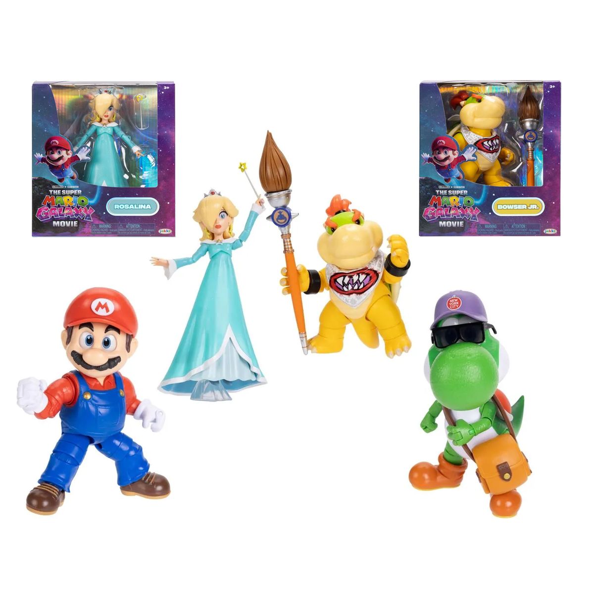 NINTENDO - Nintendo Super Mario Galaxy Movie 4 Figuras 13 cm Exclusivas Yoshi Rosalina Bowser Jr.