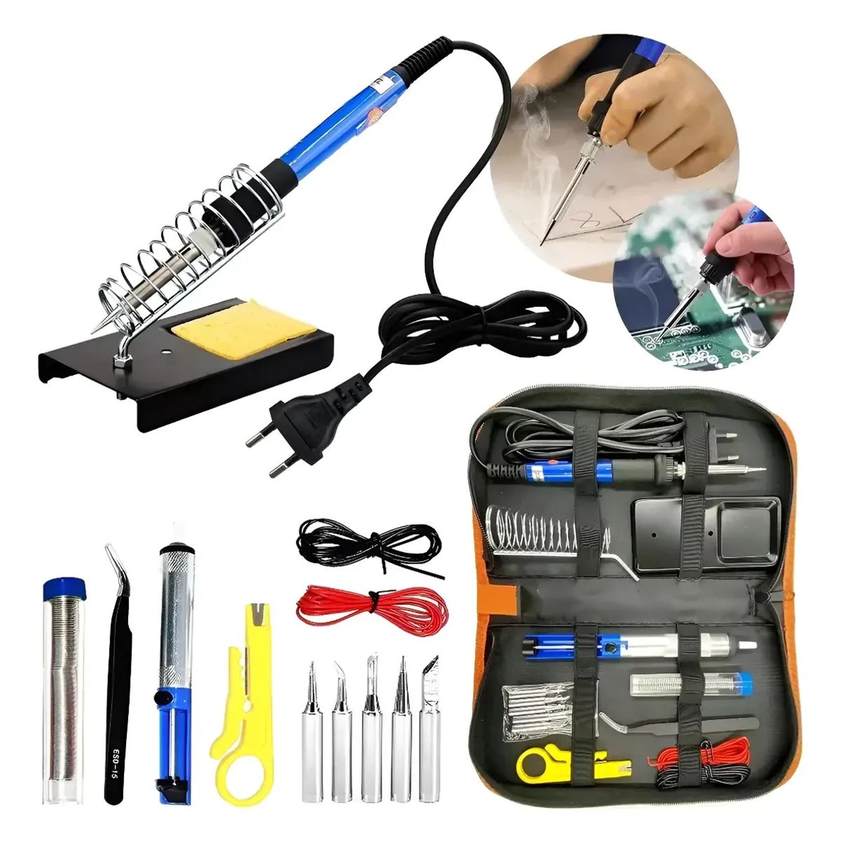 GENERICO - Pirograbador Pirógrafo Cautín Maderas Cueros Kit Con Estuche