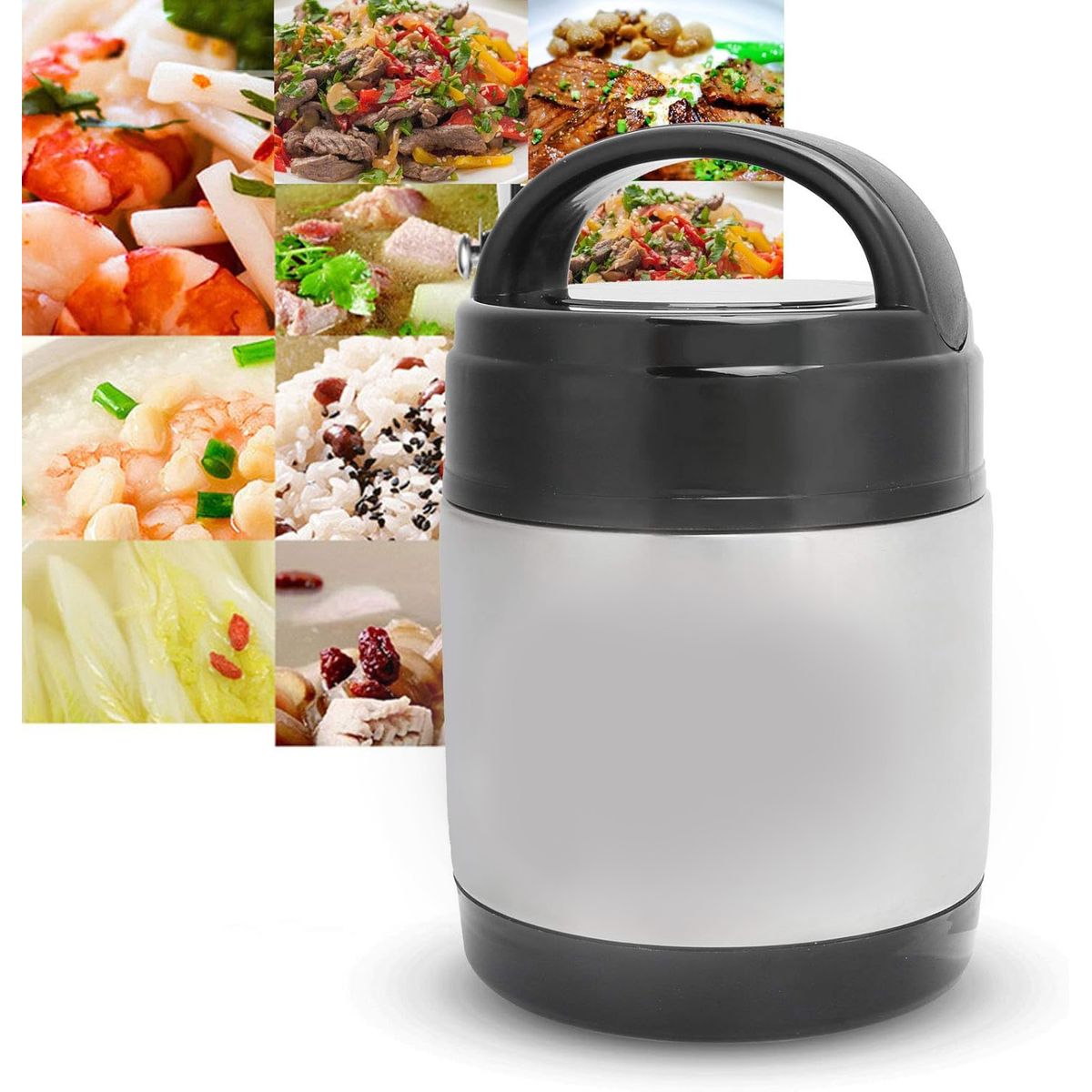 KUANGYE - Termo Para Comida 1200 Ml Contenedor Pote Caliente Negro