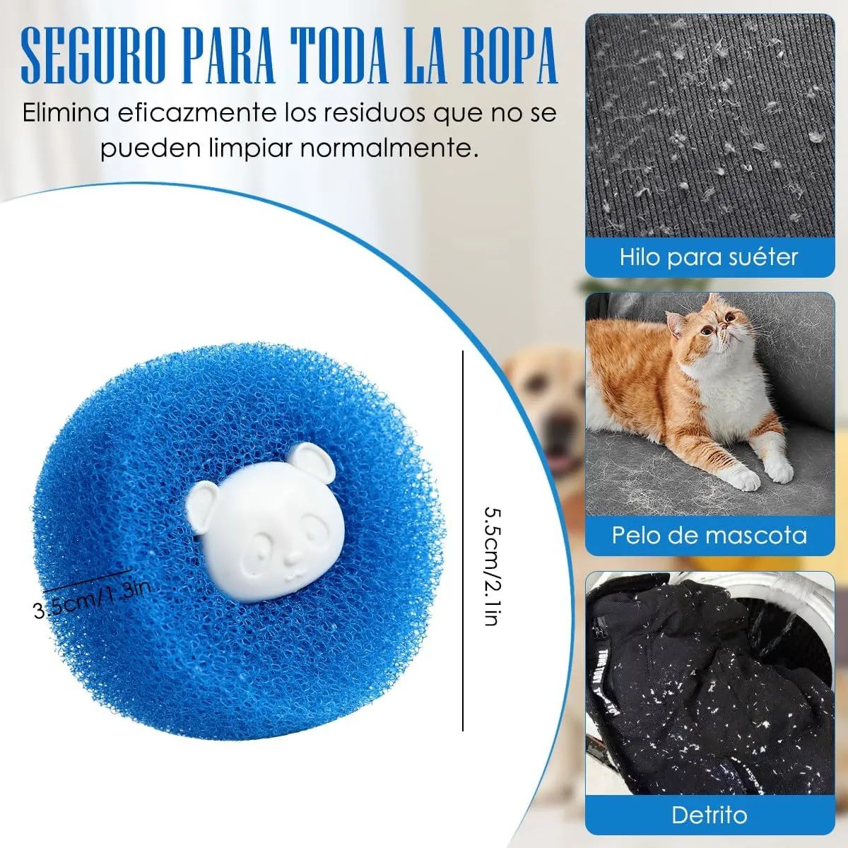 GENERICO - 6 Bolas Atrapa Pelusa Pelo Lavadora Ropa Limpieza Filtro