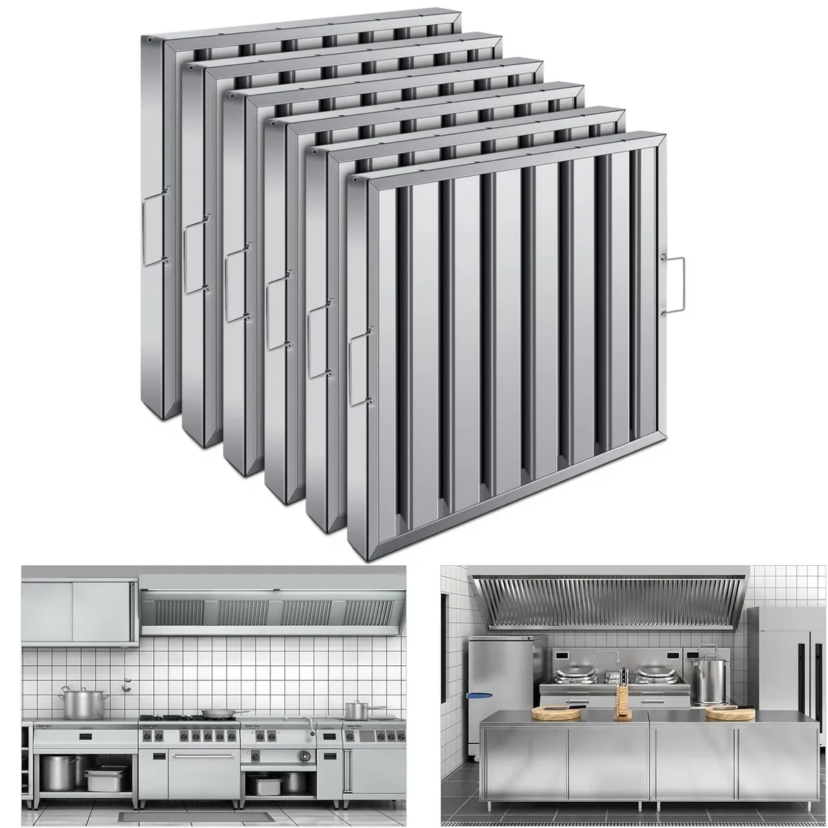 KUANGYE - Pack 6 Filtro Campana 50x50cm De Cocina Comercial Acero Inoxidable 430