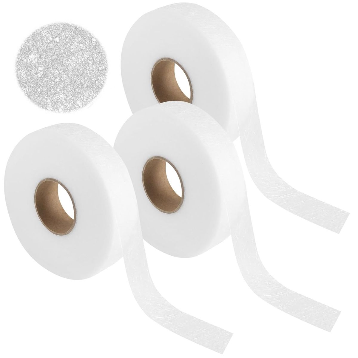 KUANGYE - 3 Rollos Cinta Termo Adhesiva de Dobladillo 2cm x 70 yarda Para Telas, Bastas, Cortinas