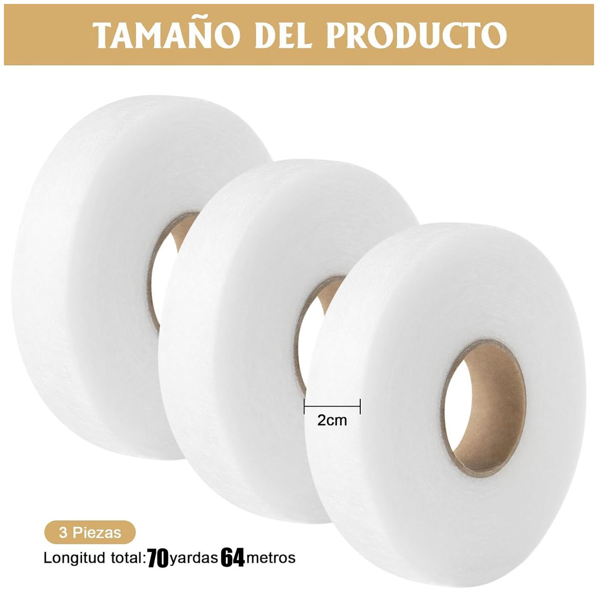 KUANGYE - 3 Rollos Cinta Termo Adhesiva Para Telas, Bastas, Cortinas
