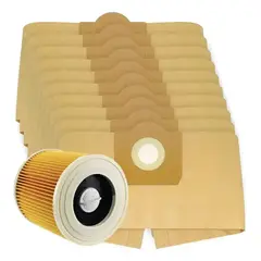 GENERICO - 5 Bolsas De Polvo + Filtro Para Aspiradora Para Karcher Wd3