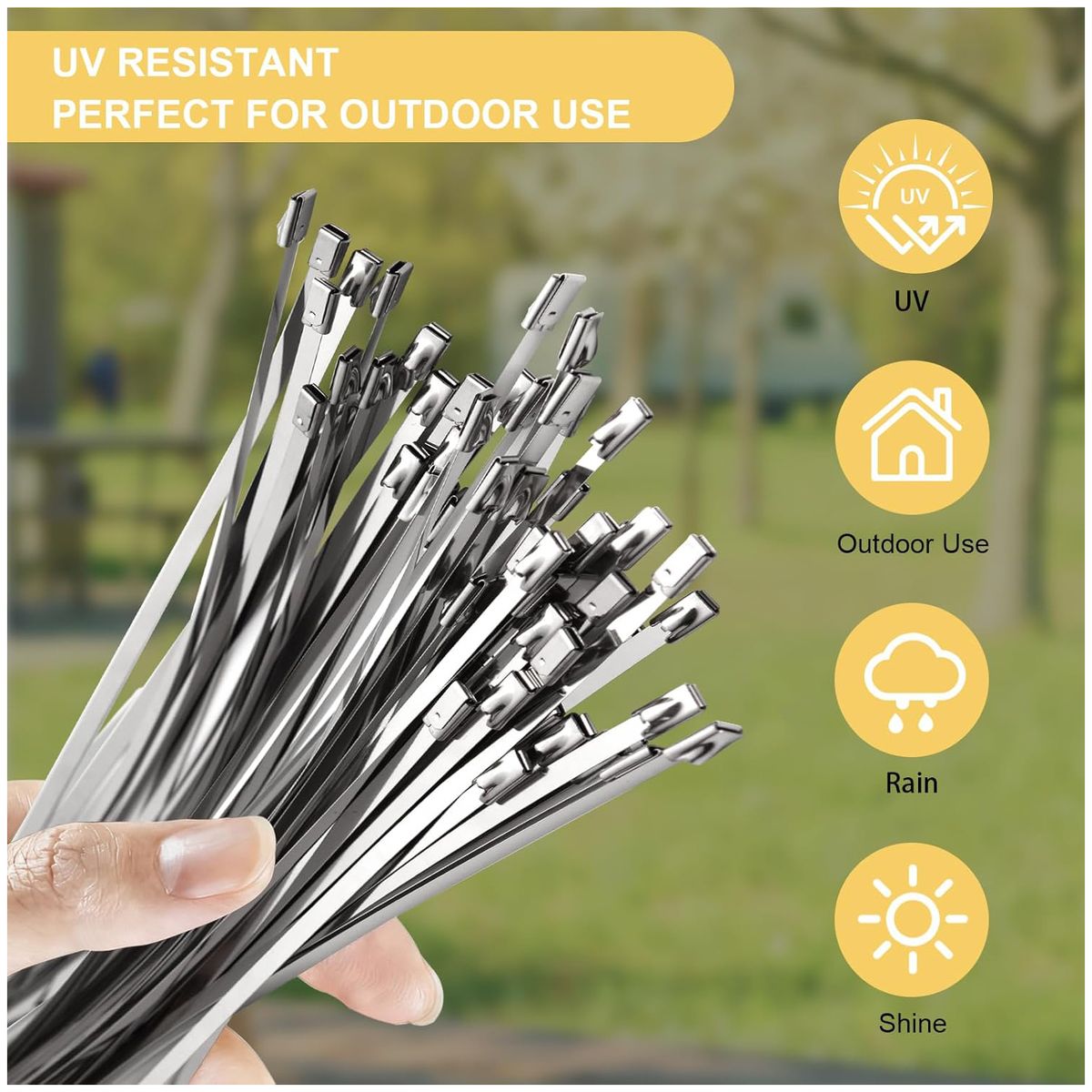 100Pcs Abrazadera Metálica 4.6mm × 500mm Amarra Acero Inoxidable, marca KUANGYE - Foto 2