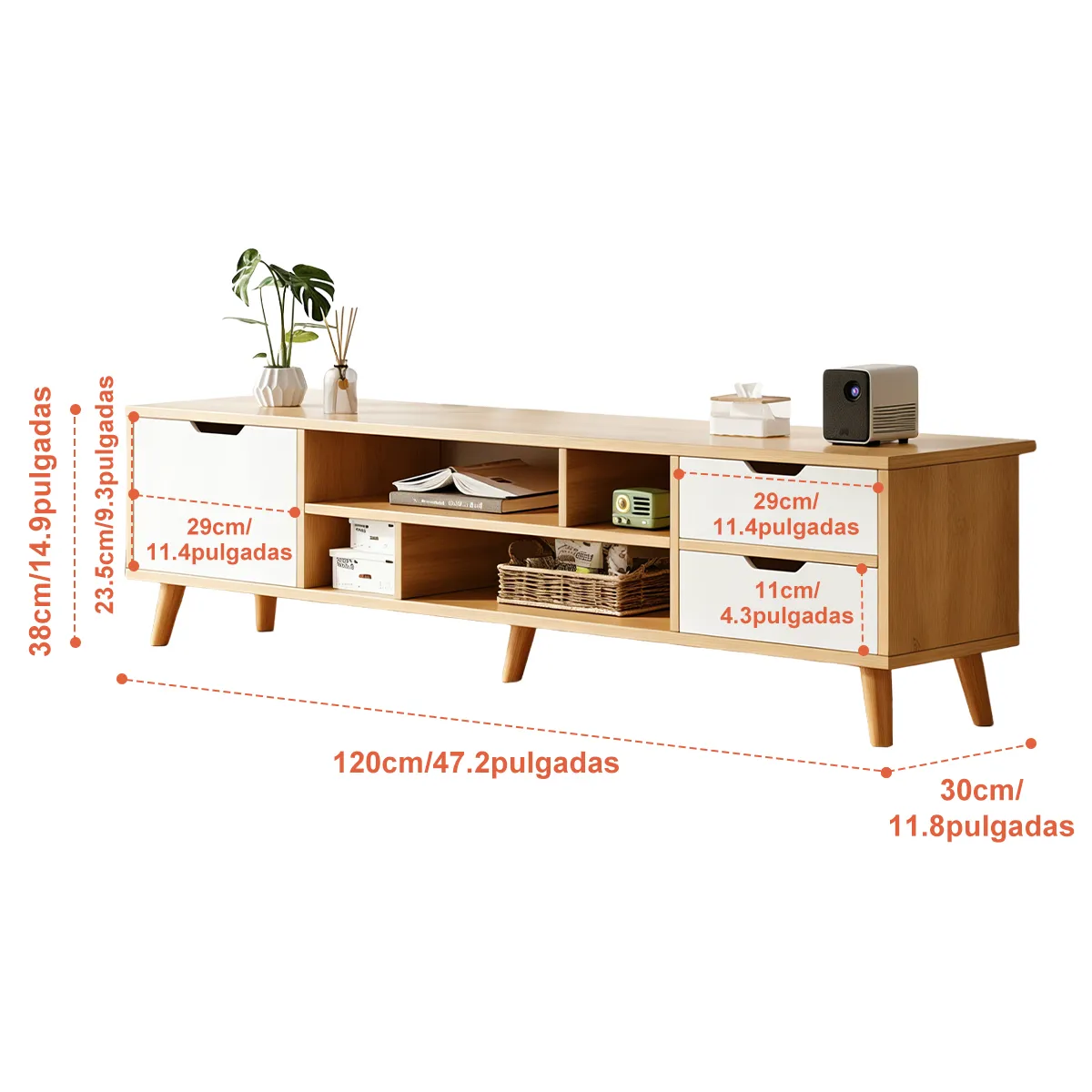 SUPERCENTER - Rack De Tv Hecho De Madera Resisitante 120x30x38cm