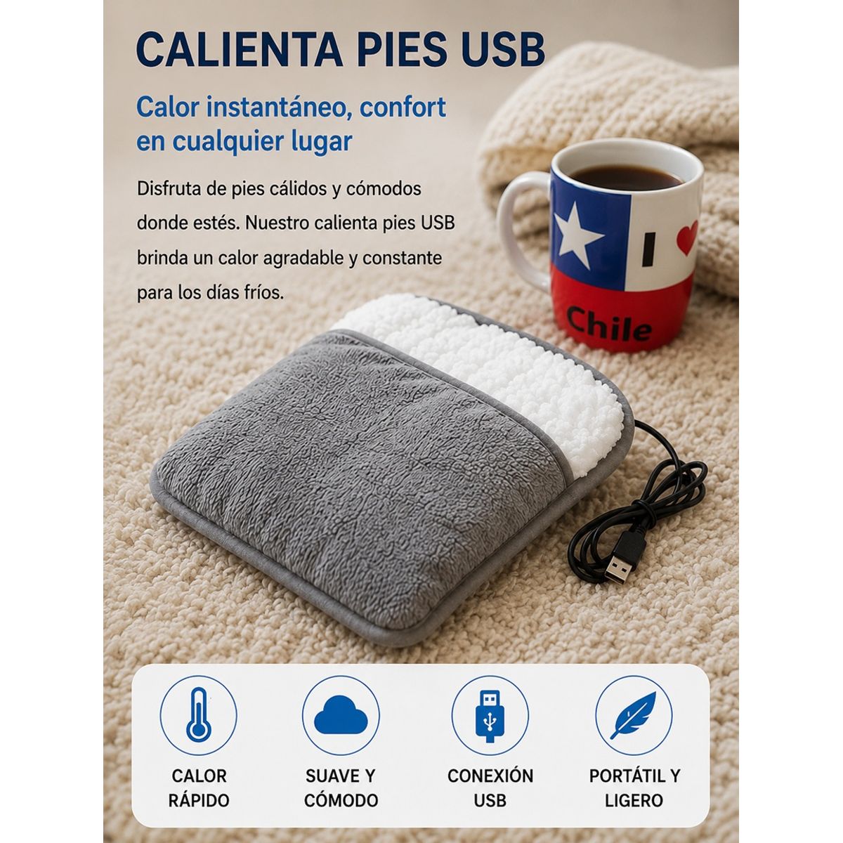 MOVI - Calienta Pies USB Multifuncional  Relajación y Calor para el Invierno