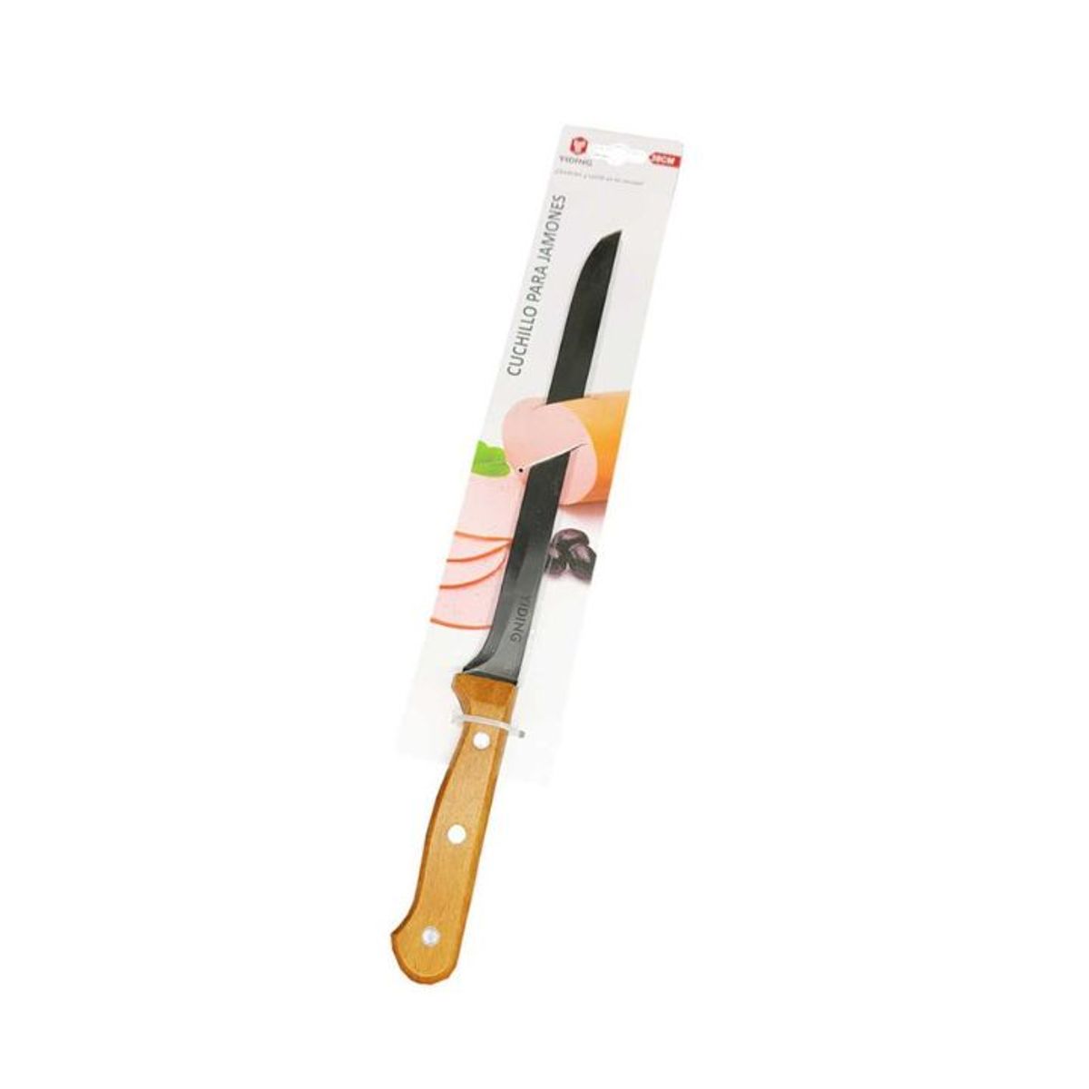 GENERICO - Cuchillo Para Jamones Con Mango De Madera - 38cm, 1 PCS