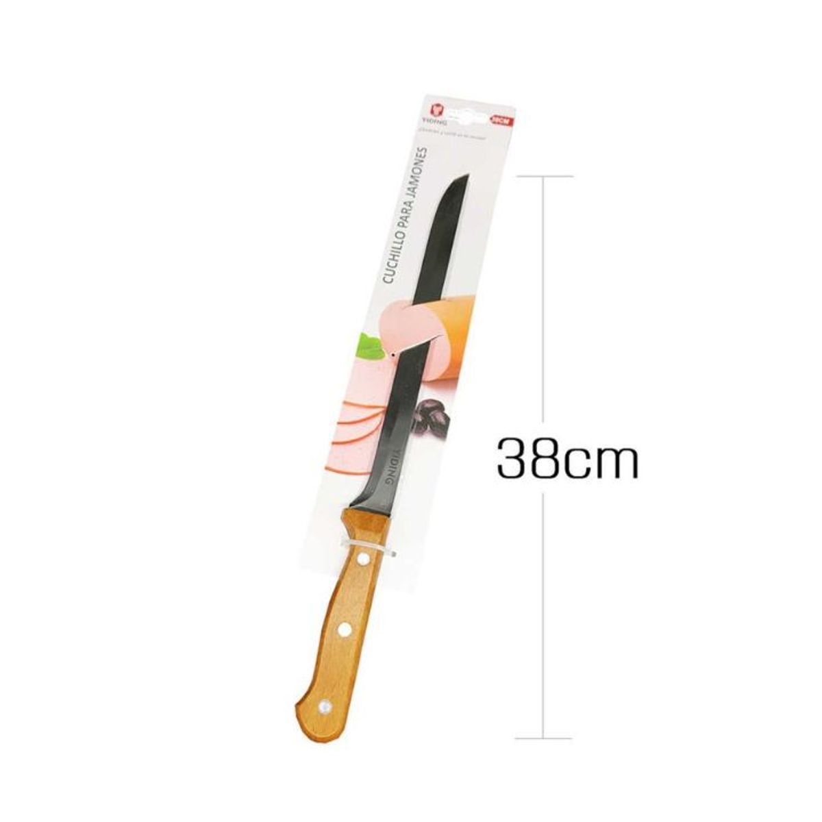 GENERICO - Cuchillo Para Jamones Con Mango De Madera - 38cm, 1 PCS