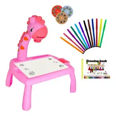 DOPA - Mesa Pizarrón Con Proyector Jirafa De Dibujo Slim Company Set De Arte Juguete Musical Educativo Para Niños Color Rosa