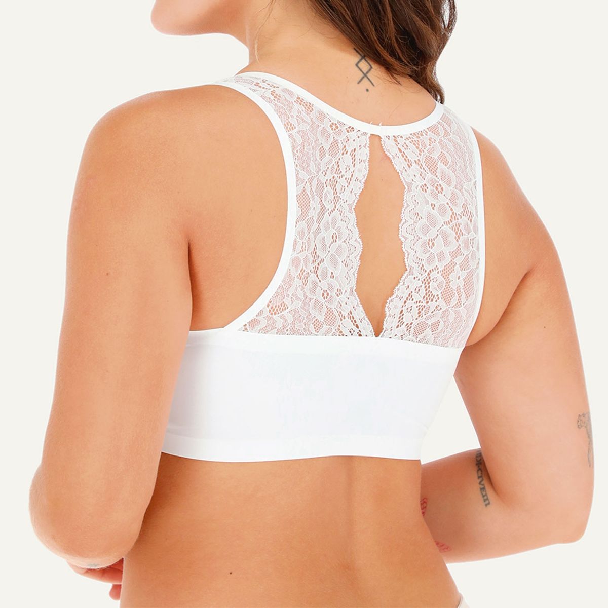 FLORES - Sostén Sin Demarcación Espalda Encaje Mujer Flores