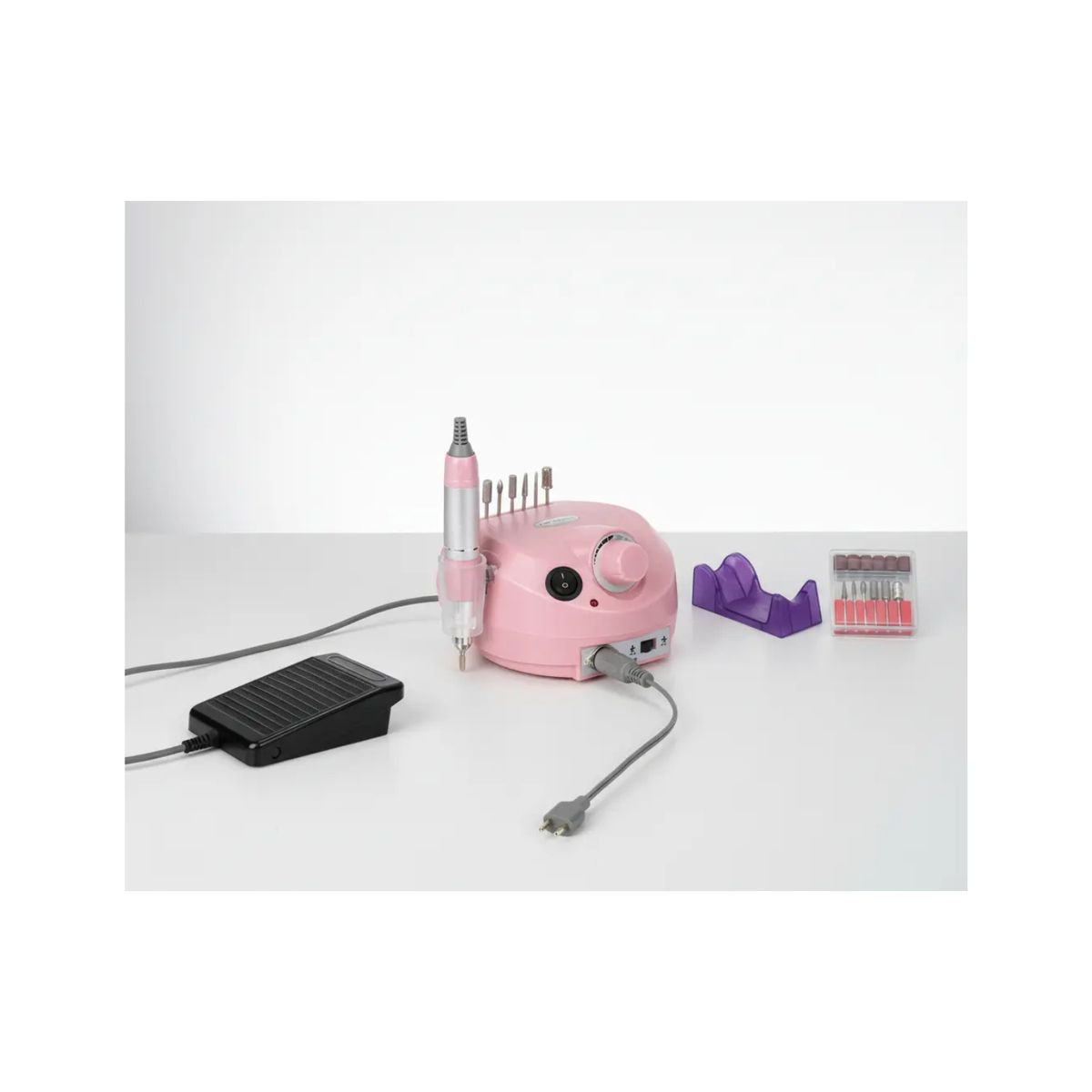 GENERICO - Torno Manicure y Pedicura Profesional 30.000 RPM + Pedal Rosa