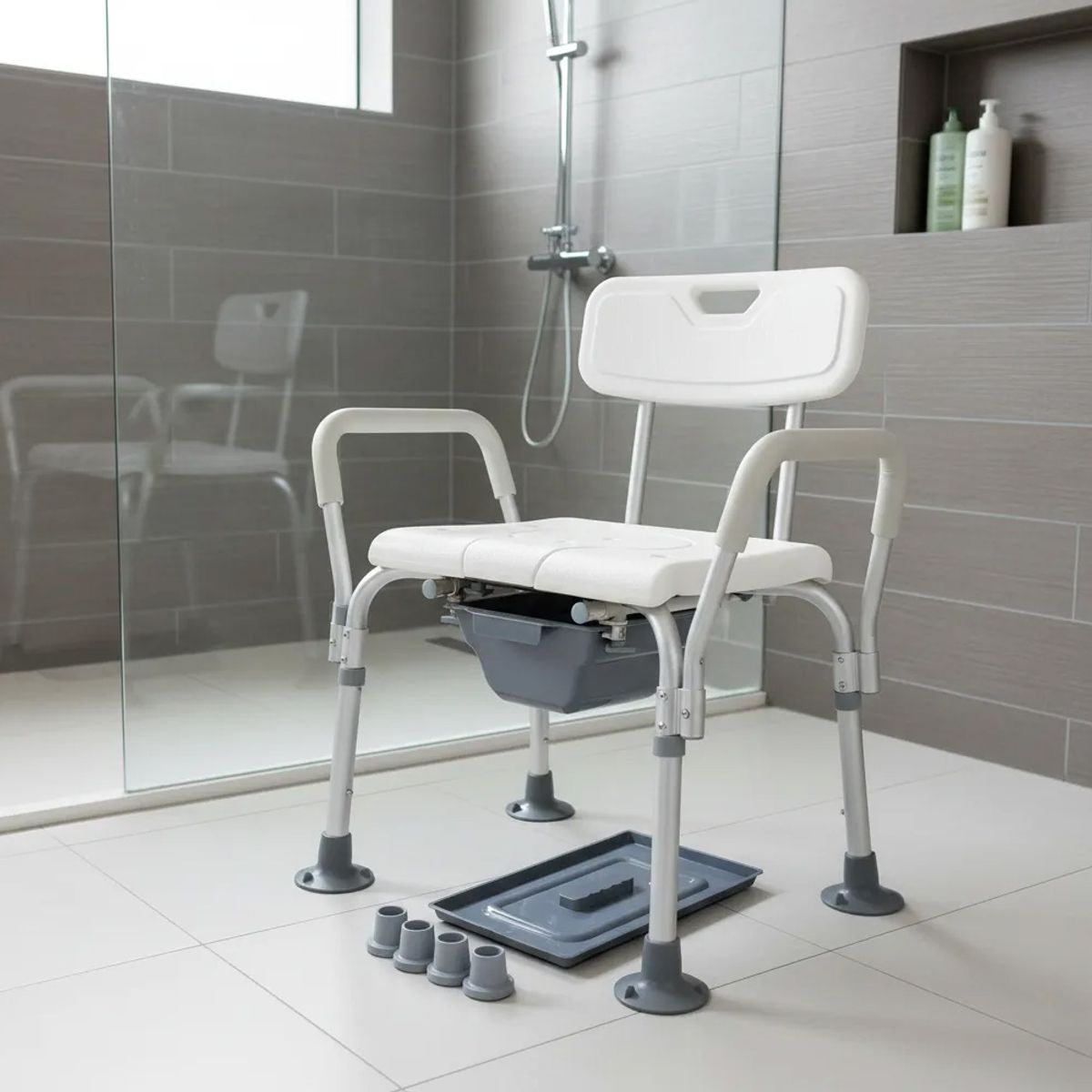 GENERICO - Silla De Ducha Con Brazos Y Baño Portátil Antideslizante