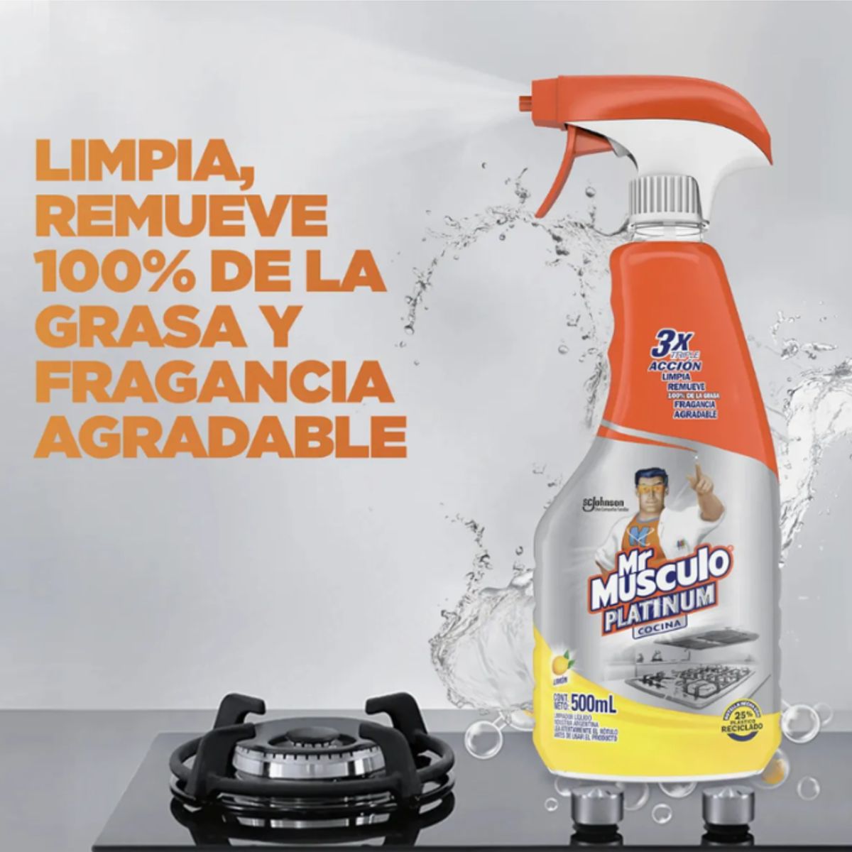 MR MUSCULO - Limpiador de Cocina Mr. Músculo Platinum Limón Gatillo 500 ml