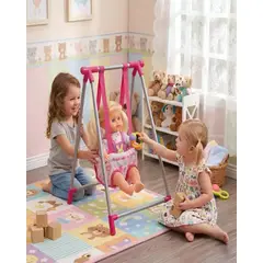 GENERICO - Set 4 en 1 Juguete para Muñecas con Cuna, Silla, Columpio y Hamaca