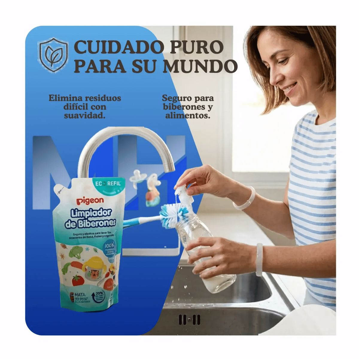 PIGEON - Limpiador De Biberones Accesorios Fruta 650ml Recarga Pigeon