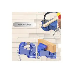 GENERICO - Tornillo de Banco Profesional de Hierro Fundido con Base Giratoria 360° - Azul