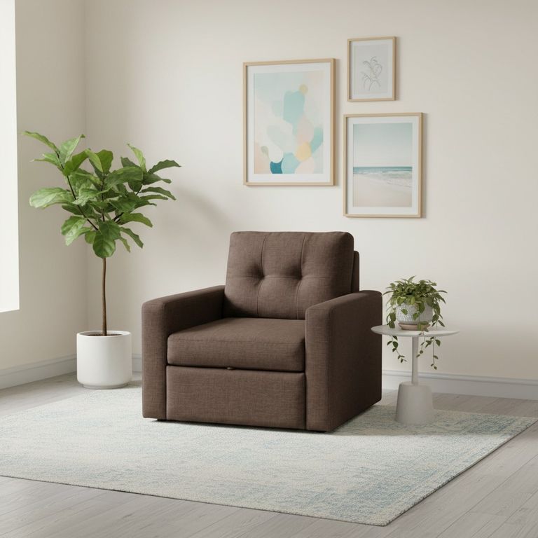 SOFA CAMA MILAN UN CUERPO EN LINO Chocolate