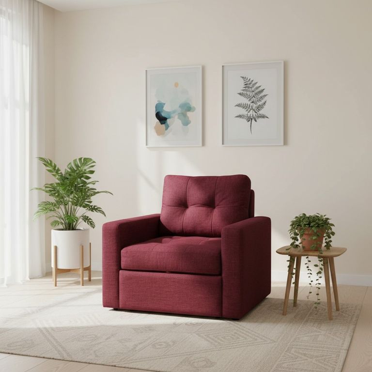 SOFA CAMA MILAN UN CUERPO EN LINO Burdeos