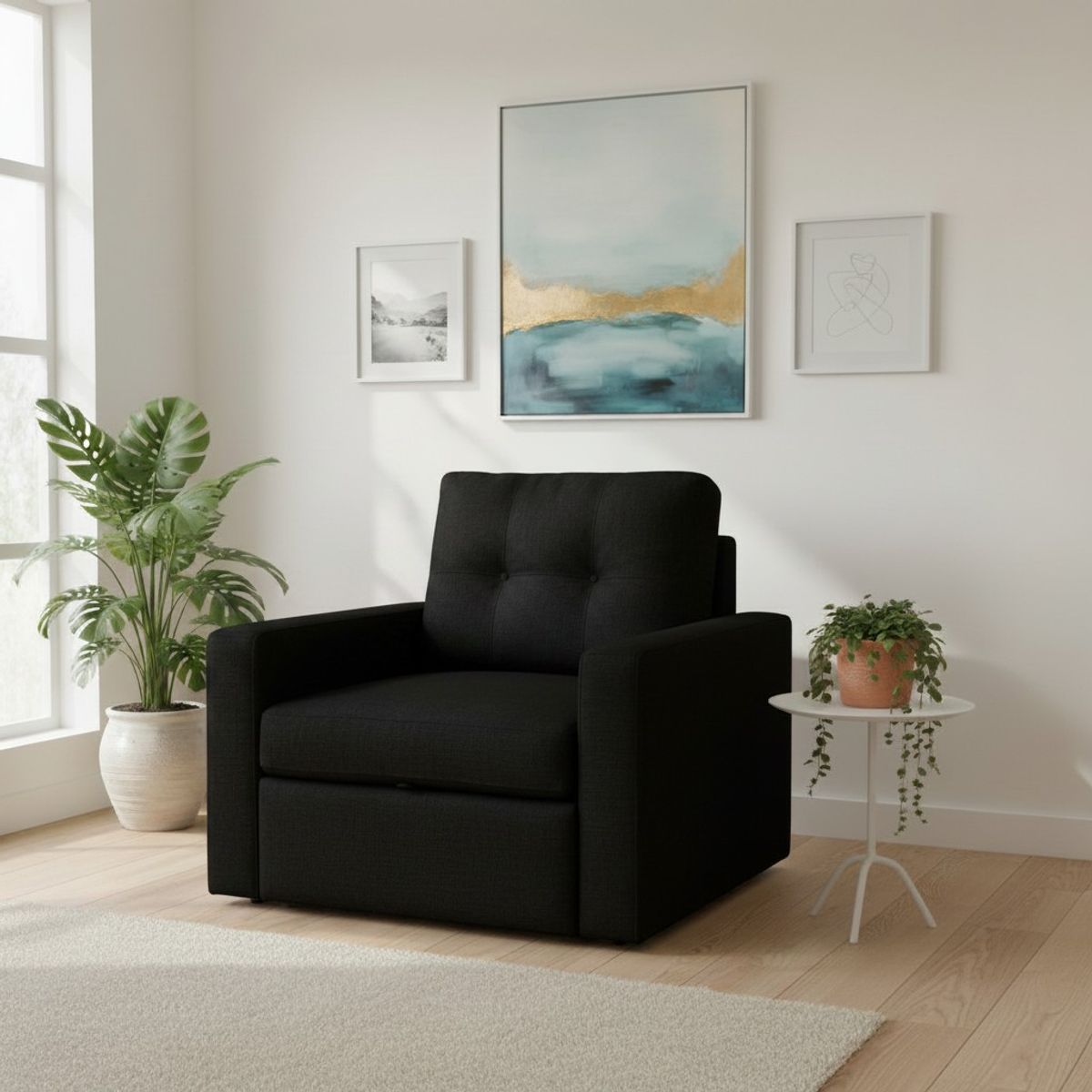 DISEÑOS VALESTRINI - SOFA CAMA MILÁN UN CUERPO EN LINO