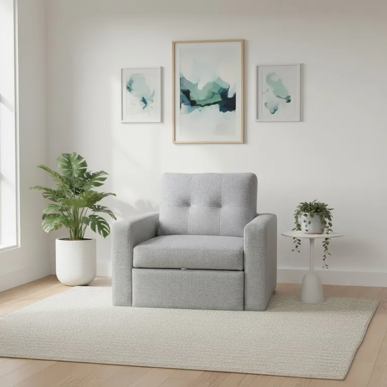 SOFA CAMA MILAN UN CUERPO EN LINO Gris claro