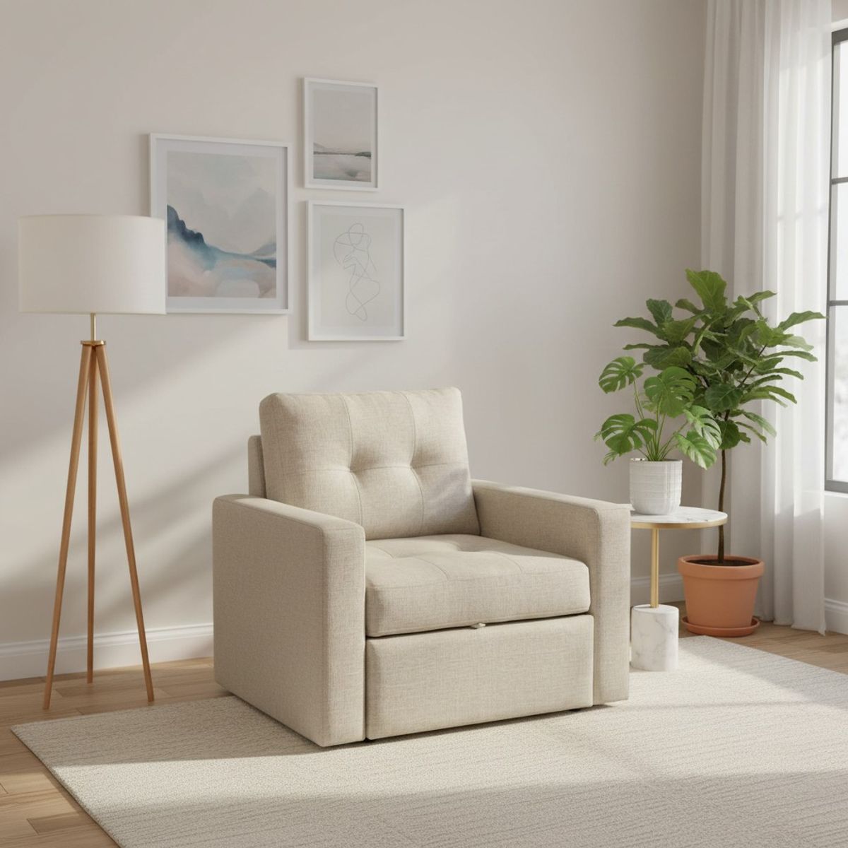 DISEÑOS VALESTRINI - SOFA CAMA MILÁN UN CUERPO EN LINO