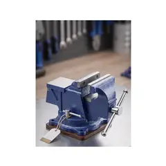 GENERICO - Tornillo de Banco Profesional de Hierro Fundido con Base Giratoria 360° - Azul