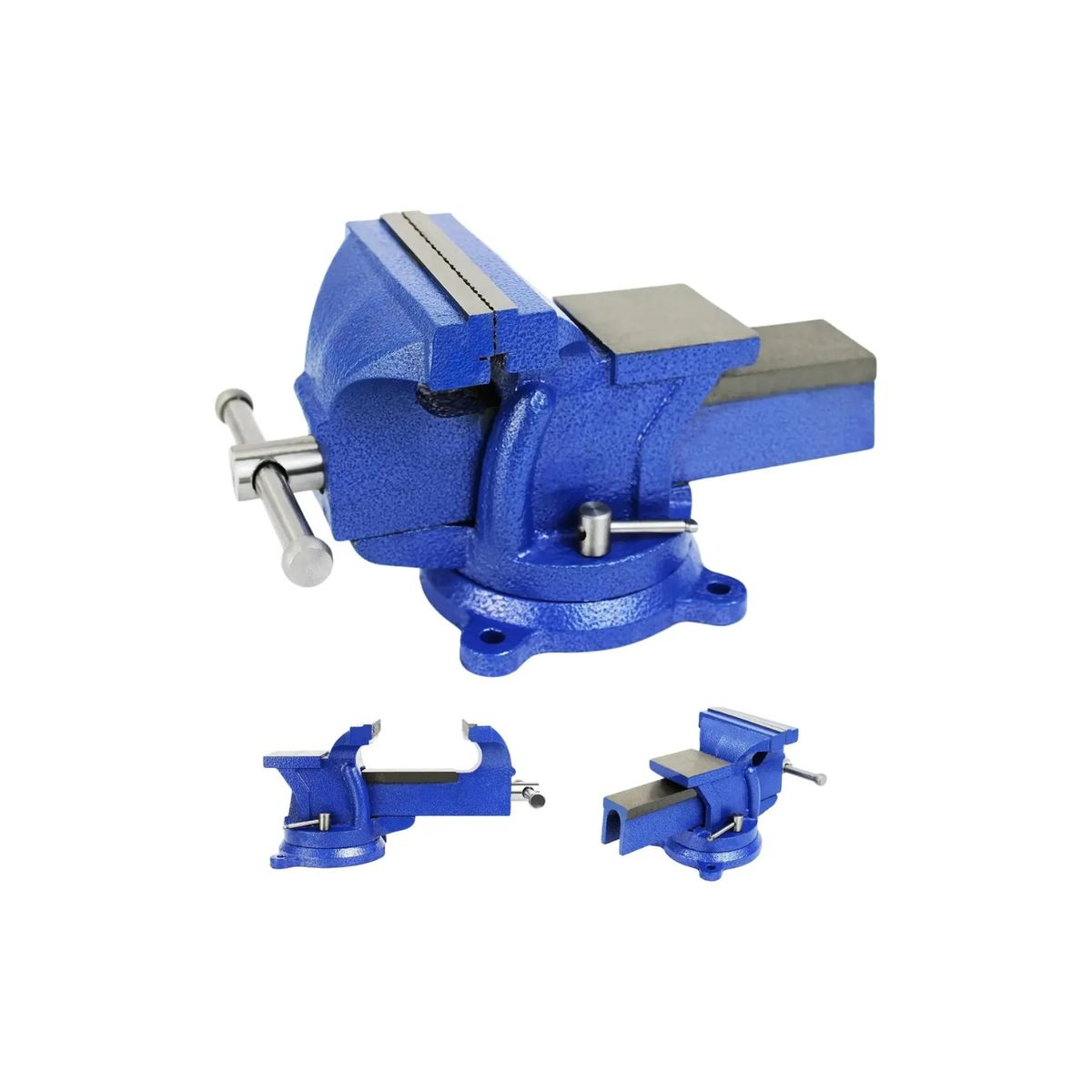 GENERICO - Tornillo de Banco Profesional de Hierro Fundido con Base Giratoria 360° - Azul