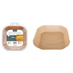 GENERICO - Papel Sulfurizado Cuadrado Para Freidora De Aire - 16cm, Kraft, 50 PCS