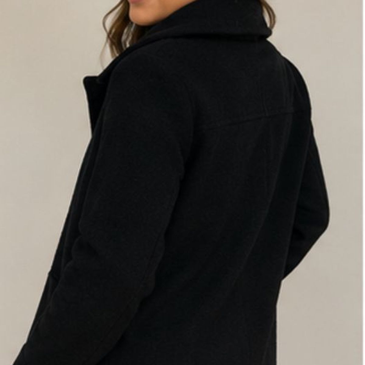GENERAL - Gamulán Mujer Tipo Duffle Negro con Broches y Bolsillos