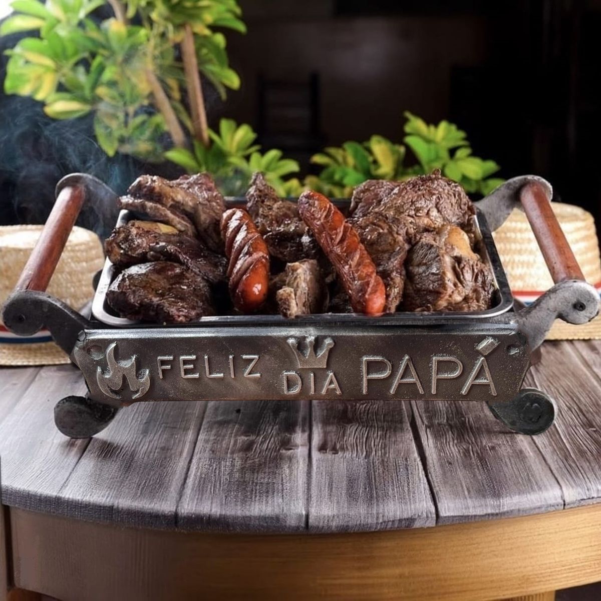 KAS - Parrilla Brasero para Mesa con Tapa Feliz Día Papá