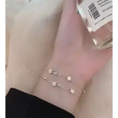 GENERICO - Pulsera diseño de Estrellas Y Esferas Plata 925 Con Bolsa Y Paño