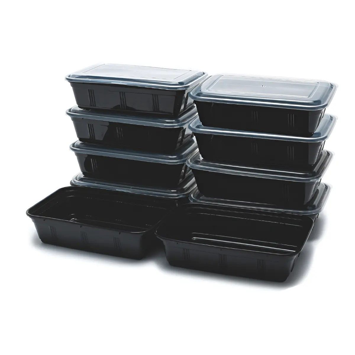 GENERICO - 10 Contenedores Herméticos Plástico Meal Prep Storeware Color Negro  BELUG