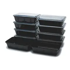 GENERICO - 10 Contenedores Herméticos Plástico Meal Prep Storeware Color Negro BELUG