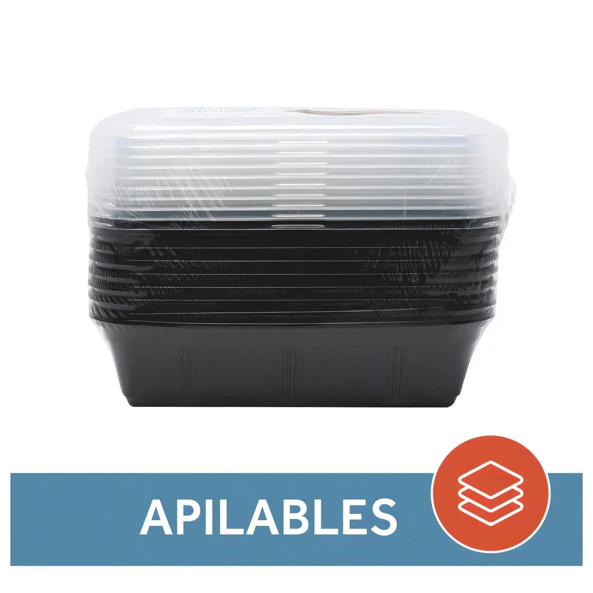 GENERICO - 10 Contenedores Herméticos Plástico Meal Prep Storeware Color Negro  BELUG