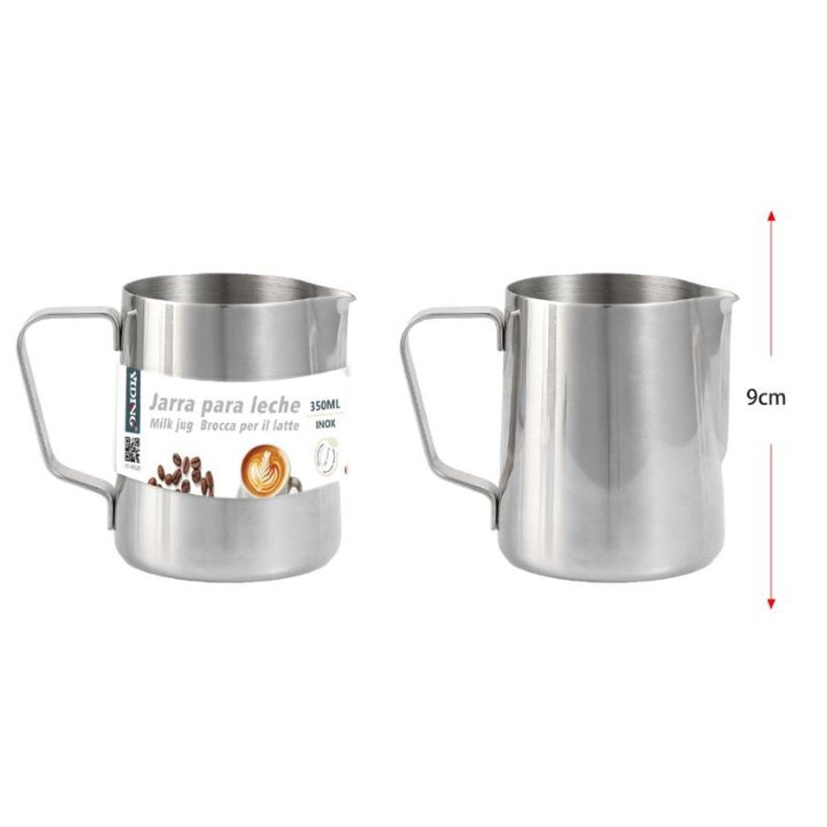 GENERICO - Jarra Para Leche De Acero Inoxidable - 9 cm, 350 ml, 1 PCS