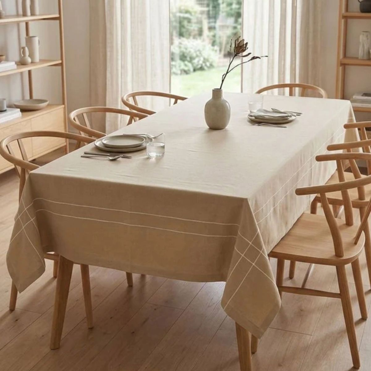 LOUNGE - Mantel Líneas Bordadas 150 x 250 cm Beige LOUNGE