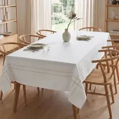LOUNGE - Mantel Líneas Bordadas Woman 150 x 250 cm Blanco