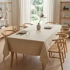 LOUNGE - Mantel Líneas Bordadas 180 x 300 cm Beige