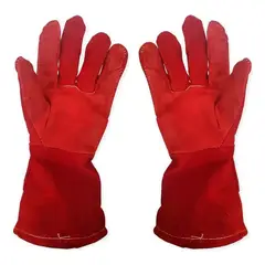 GENERICO - Par De Guantes Para Soldar Descarne Rojo Estandar Universal
