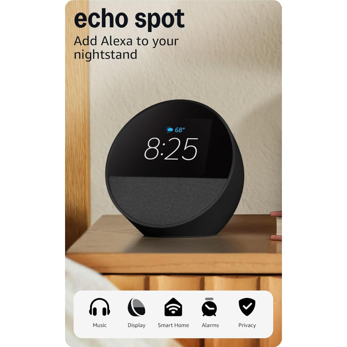 AMAZON - Echo Spot 2024 con Alexa - Negro