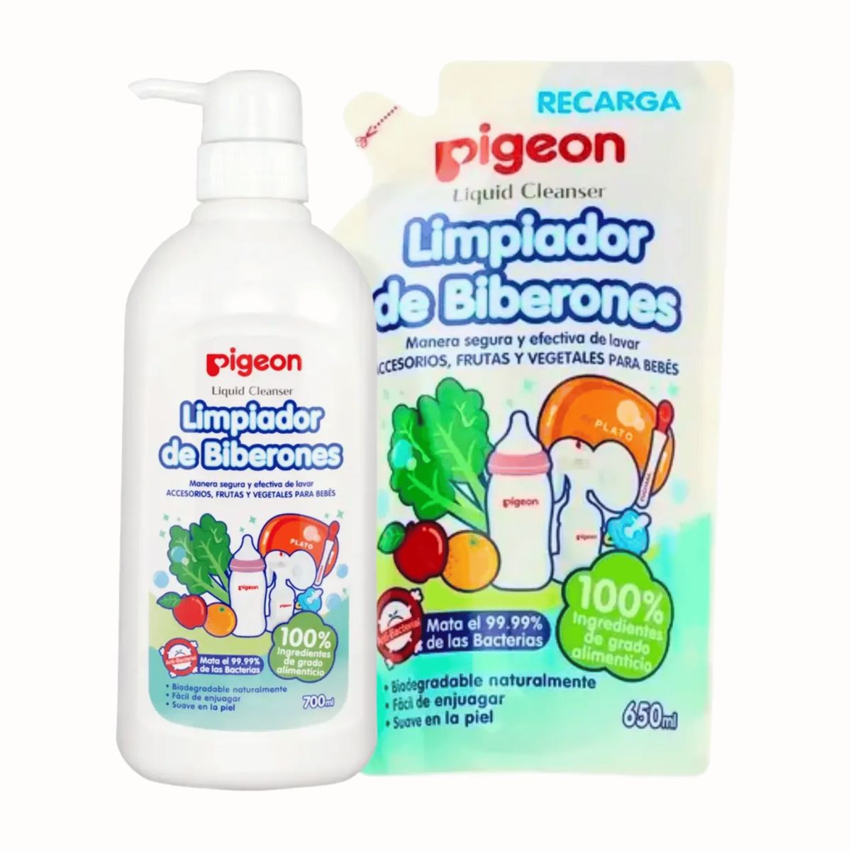 PIGEON - Limpiador De Biberones 700ml + Repuesto Económico 650ml